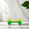 Alasum Kids Dumbbells Plastic Dumbbell Toy Fitness Barbell Set for Children Lightweight Safe Ergonomic Grip Arm Shoulder Muscle Development Home Exercise(green & Yellow Patchwork) view 2