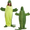 Animal Mouth Sleeping Bag, Flannel Crocodile Shark Blanket, Wearable Plush Pajama Sleeping Sack for Home & Travel (Green, L) view 1