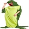 Animal Mouth Sleeping Bag, Flannel Crocodile Shark Blanket, Wearable Plush Pajama Sleeping Sack for Home & Travel (Green, L) view 4