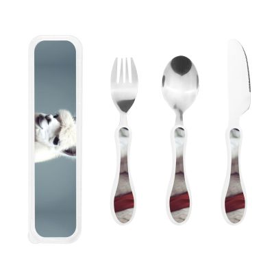 3-Piece Kids Silverware Set, Stainless Steel Reusable Children Safe Knife Spoon Fork Set With Storage Case Alpaca Children Flatware Set For Kids Lunch Box