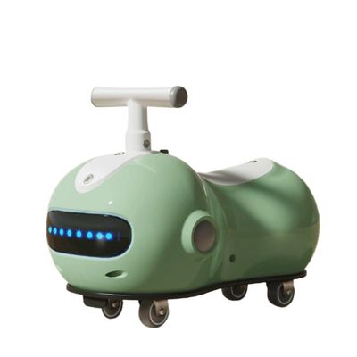 Wiggle cart Peanut Shape Wiggle Car Music Light Swing Cars for Kids Silent Flash Wheel with Helmet Backpack(Green,with Helmet Backpack)