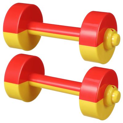 Alasum Kids Dumbbells Plastic Dumbbell Toy Fitness Barbell Set for Children Lightweight Safe Ergonomic Grip Arm Shoulder Muscle Development Home Exercise(red & Yellow Patchwork)
