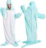 Animal Mouth Sleeping Bag, Flannel Crocodile Shark Blanket, Wearable Plush Pajama Sleeping Sack for Home & Travel (Blue, XL) view 1