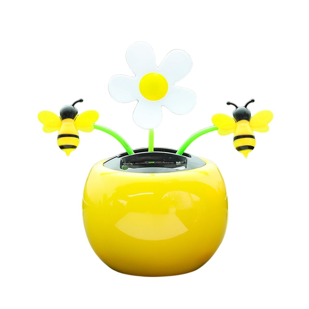 Cndiyald Solar Dancing Flower, Shaking Head Bee Car Ornament, Solar Powered Desk Toy for Office Home Decoration
