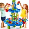 DULONIME 2-Tier Sand and Water Table Toys for Kids Aged 3 4 5 6 7 8, Water Waterfall Sensory Play Table with Beach Toys Accessories, Outdoor Activity Playset for Toddlers 2-4 3-5 4-6, Birthday Gifts view 1