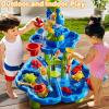 DULONIME 2-Tier Sand and Water Table Toys for Kids Aged 3 4 5 6 7 8, Water Waterfall Sensory Play Table with Beach Toys Accessories, Outdoor Activity Playset for Toddlers 2-4 3-5 4-6, Birthday Gifts view 3