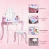 Brrnoo Kids Vanity Set, Princess Makeup Table with 360 Rotating Mirror and Whiteboard, Pink Dressing Table for Girls Bedroom, Sturdy MDF Wood with Safety Anti Tip Device view 3