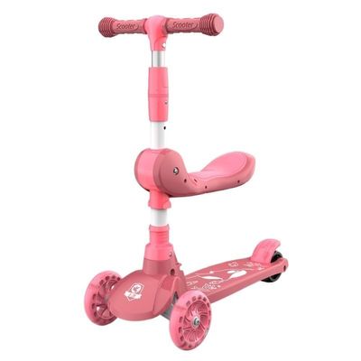 Wiggle cart 2-in-1 Scooters Kids Foldable Seat Adjustable Height Widened Non-Slip Deck More Safer for Beginner(Pink)