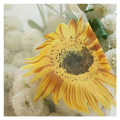 HooHero Yellow Sunflower Pattern Countryside Sheer Curtains Voile Curtain Rod Pocket for Living Kids Nursery Room