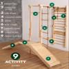 9-in-1 Wooden Indoor Climbing Frame for Children, Montessori-Inspired Climbing Set with Wall Bars, Monkey Bars, Pull-Up Bar, Rings, Swing, Rope Ladder, Climbing Board, Slide & Platform view 2