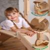 9-in-1 Wooden Indoor Climbing Frame for Children, Montessori-Inspired Climbing Set with Wall Bars, Monkey Bars, Pull-Up Bar, Rings, Swing, Rope Ladder, Climbing Board, Slide & Platform view 4