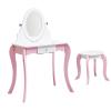 HURRISE Kids Vanity Set, Princess Makeup Table with 360 Degree Rotating Mirror and Whiteboard, 2 Storage Boxes and Anti Tip Device, with Erasable Marker, for Girls Bedroom Playroom Study view 1