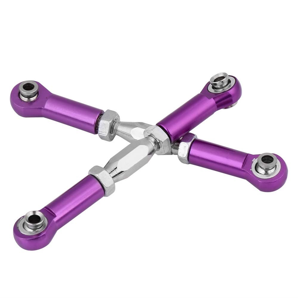 ERYUE RC Machined Aluminium Alloy Steering Rod Upgrade Part for HSP 94111 94188 RC Car, 2-Pack Blue/Silver/Purple, WearResistant Servo Rods for All M3 Hex Screws (Purple)