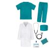 Snacko 7PCS Doctor Nurse Costume Set - Role Play Medical Scrubs With Stethoscope For Halloween Dress Up - Pink/Green/Blue(Green,130(125-135CM)) view 1