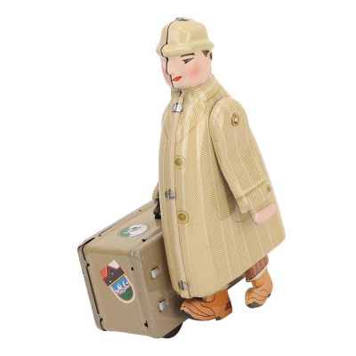 ERYUE Wind Up Walking Traveler Toy Nostalgic Retro Tinplate Toy for Adult Collection Home Bar Decoration