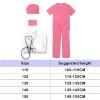 Snacko 7PCS Doctor Nurse Costume Set - Role Play Medical Scrubs With Stethoscope For Halloween Dress Up - Pink/Green/Blue(Green,110(105-115CM)) view 2