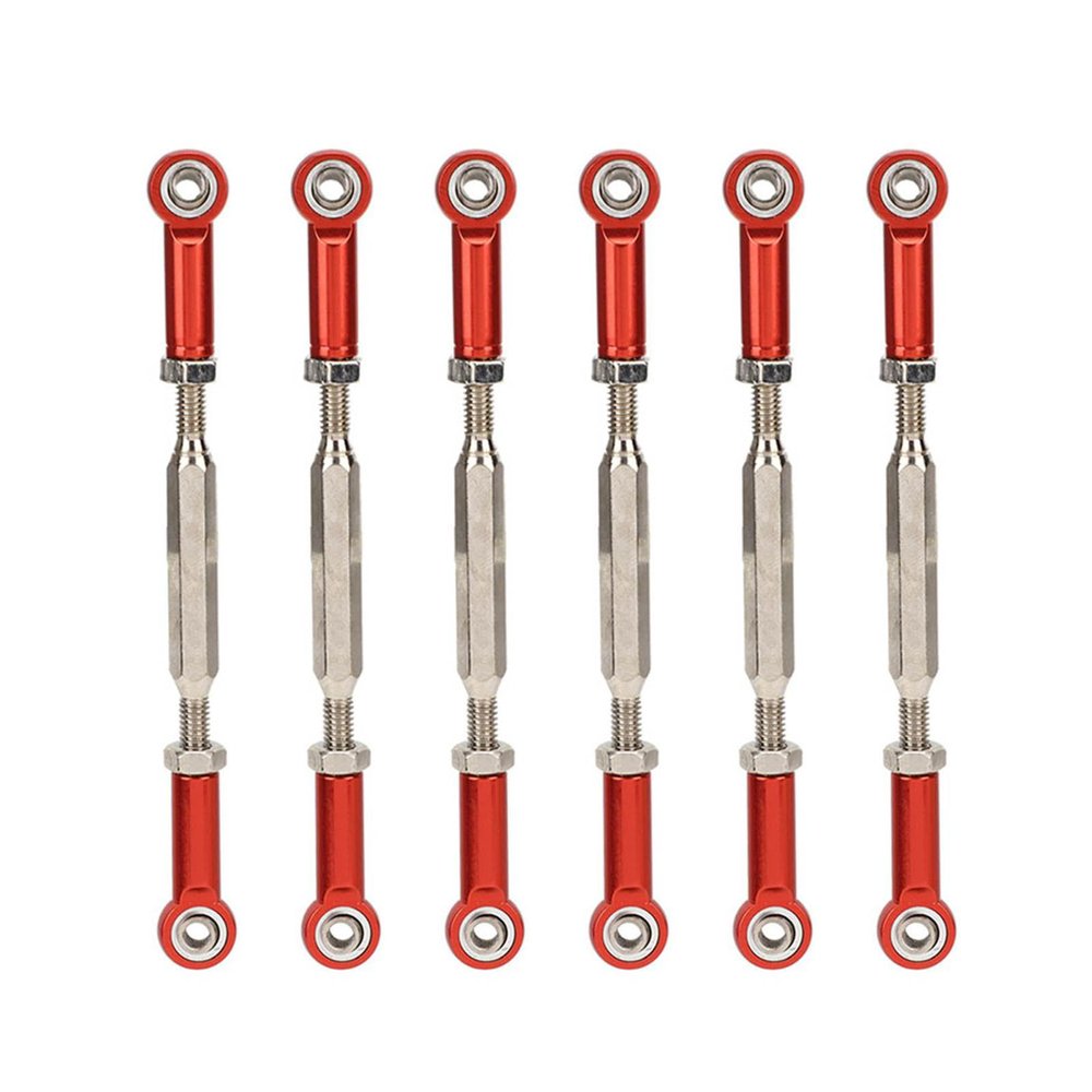 ERYUE Aluminum Alloy Adjustable Push Rods for RC Car, Durable Turnbuckle Rod Linkage for RedcatHSP Upgrade Parts (Red)