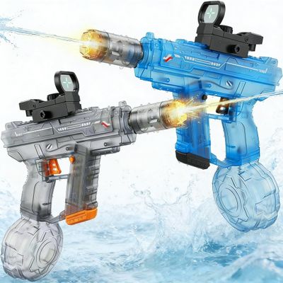 2 Pack Electric Water Guns for Adults Kids Squirt Gun with Lighting Sight Long Range Automatic Water Gun Electric Squirt Blaster Watergun Summer Pool Beach Party Outdoor Water Toys for Kids
