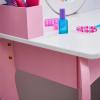 YUYTE Kids Vanity Set, Wooden Princess Vanity with 360 Rotating Mirror and Whiteboard, 2 Small Boxes and Central Drawer, Safety Anti Tip Device, with Erasable Marker, for Girls Bedroom view 3