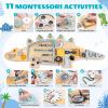 BROWNROOT Dinosaur Activity Wall Busy Board 11 in 1 Foldable Wooden Montessori Sensory Panel for Kids Wall Mounted Toddler Learning Activity Center for Playroom Daycare Nursery Classroom 3-6 view 2