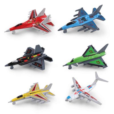 6-Pack Plane Toys Airplane Mini Fighter Jets Set for Kids Small Military Glide Planes, Party Favors & Gifts (Style B)