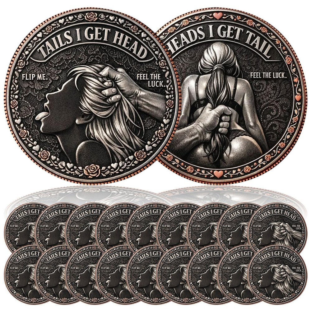 Heads I Get Tail/Tails I Get Head Commemorative Coin, Funny Heads and Tails Challenge Coin, Double-Sided Lucky Token, Decision Coins for Couples, Humor Prank Gift for Adults Date Night Ideas (20pcs-c)