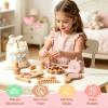 Brownroot Wooden Pretend Makeup Kit for Little Girls, Mess-Free Fake Makeup Toy Set with Animal Shaped Cosmetics, Mirror & Canvas Storage Bag, Toddler Princess Vanity Accessories Gift for Ages 3+ view 3