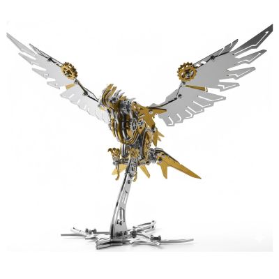 3D Metal Puzzles for Adults Eagle, 279PCS Stainless Steel DIY Mechanical Metal Model Kits, No Glue Assembly with Movable Joints, Challenging Metal Building Kit Desk Decor Gift(Golden Eagle)