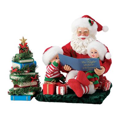 Department 56 Possible Dreams Christmas Traditions Santa Reading is a Gift 2-Piece Figurine Set, 7.5 Inch, Multicolor