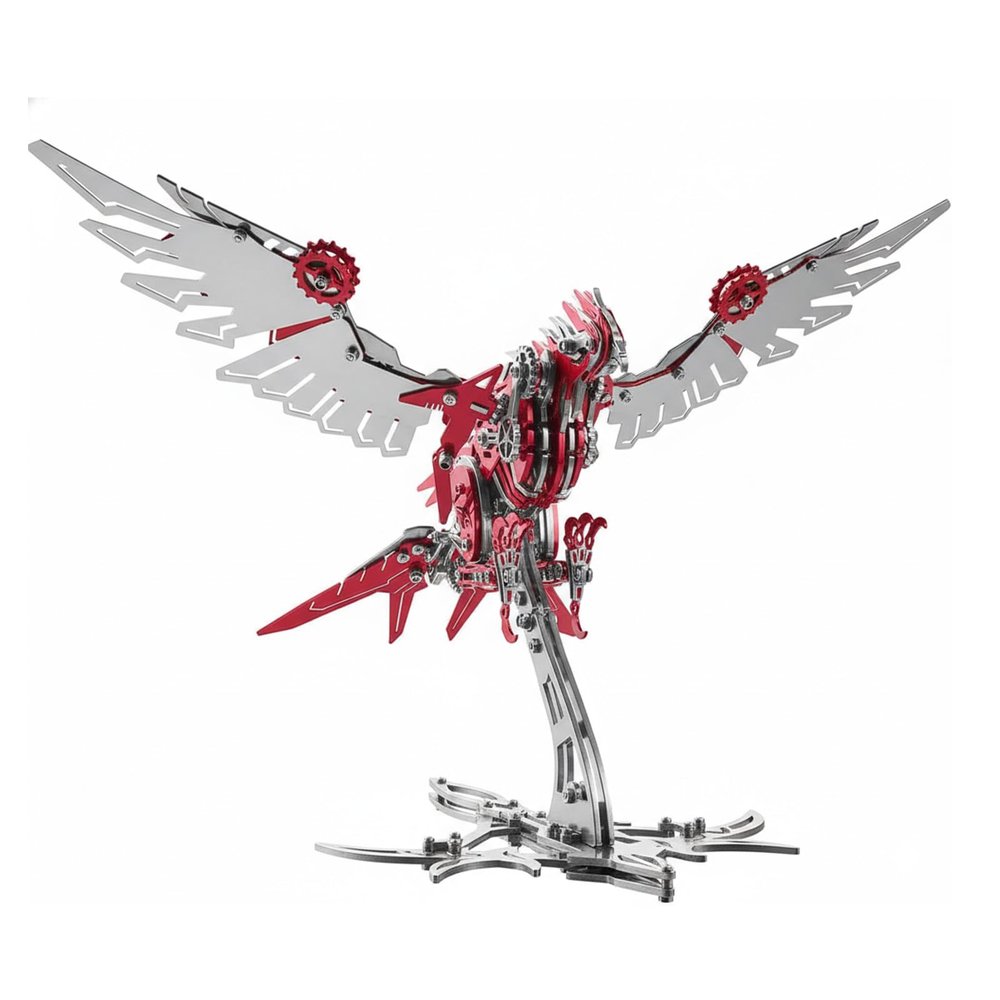 3D Metal Puzzles for Adults Eagle, 279PCS Stainless Steel DIY Mechanical Metal Model Kits, No Glue Assembly with Movable Joints, Challenging Metal Building Kit Desk Decor Gift (Red Eagle)