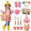 Kids Gardening Outdoor Tools Set with Adorable Sun Protective Hat & Bunny Apron, Carrot-Shaped Shovel Rake Trowel, Garden Kit for Toddlers Ages 3-8, Spring Birthday Gift view 1