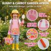 Kids Gardening Outdoor Tools Set with Adorable Sun Protective Hat & Bunny Apron, Carrot-Shaped Shovel Rake Trowel, Garden Kit for Toddlers Ages 3-8, Spring Birthday Gift view 3