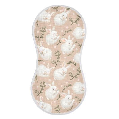 ALAZA Muslin Burp Cloths White Rabbit Leaves Cotton Burping Cloth for Baby Boys Girls Soft Absorbent Newborn Burp Rags Bibs Spit Up Rag 22"x11",1 Pack