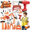 Kids Tool Set 55 PCS Toddler Tool Set with Electronic Toy Drill Pretend Play Construction Toys Kit with Tool Belt Toys Toys for Boys Girls Ages 2 3 4 5 (Orange-01) view 1
