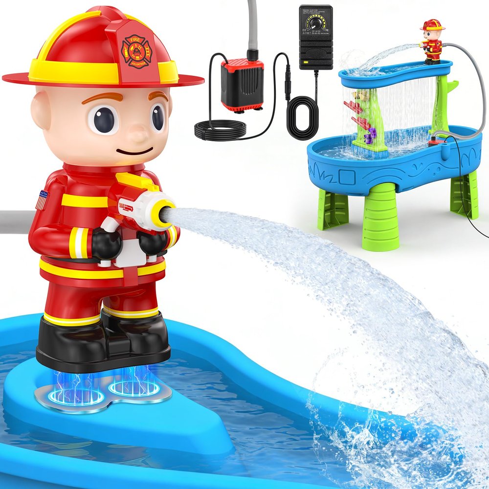 WITALENT Water Table Pump, Fireman Water Pump for Water Table for Kids Ages 3-5, Stepless Adjustable Water FlowSafe Plug-in Use, Long Cord, Magnetic Base, No Drilling, NOT Included Water Table