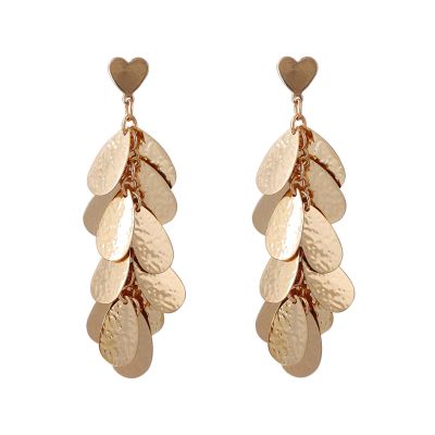 8.9 * 2cm Vintage Punk Metal Geometric Patchwork Heart-Shaped Pendant Bohemian Earrings,golden,8.9 * 2cm