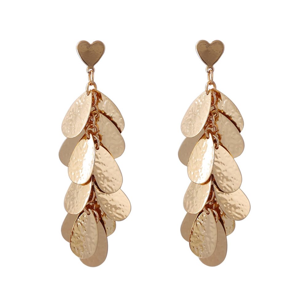 8.9 * 2cm Vintage Punk Metal Geometric Patchwork Heart-Shaped Pendant Bohemian Earrings,golden,8.9 * 2cm