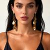 8.9 * 2cm Vintage Punk Metal Geometric Patchwork Heart-Shaped Pendant Bohemian Earrings,golden,8.9 * 2cm view 2