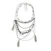 Bohemian Multi Strand Rope Tassel Pendant Multi-Layer Necklace Sweater Chain For Women,silvery,57+7cm view 1