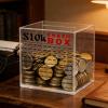 10k Smash Box - Large Unbreakable Acrylic Clear Jar, Large Piggy Bank | Savings Challenge Box for Kids Company Offices Study Bedroom Living Room Birthday Christmas Special Occasions Thanksgiving view 3