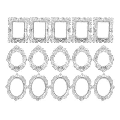 SHINEOFI 30pcs Mini Vintage Photo Frame Resin Crafts Small Picture Frames for Dollhouse DIY Jewelry Display Phone Case Decor - Silver