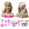 DAN&DRE Makeup Pretend Playset for Children 17Pcs Hairdressing Styling Head Doll Makeup Toy Educational Toy Gift for Kids Girls (C) view 1