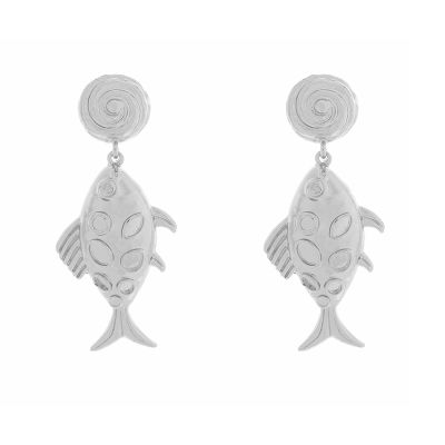 6.5 * 2.7cm Vintage Long Alloy Pendant With Ocean Style Earrings For Women,silvery,6.5 * 2.7cm