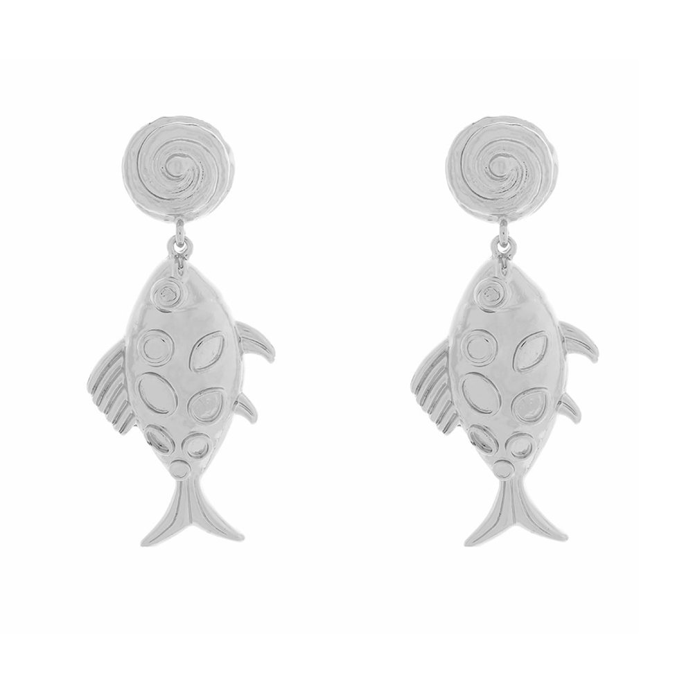 6.5 * 2.7cm Vintage Long Alloy Pendant With Ocean Style Earrings For Women,silvery,6.5 * 2.7cm