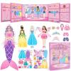 Dreamon Magnetic Dress Up Dolls for Girls, 42PCS Princess Mermaid Fairy Ballerina Papper Dolls Dress Up Games Kit, Travel Game Airplane Activities Toys Birthday Gifts for Toddler Girls Ages 3 4 5 6 7 view 1