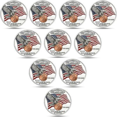 1793-2025 The Last Cent Commemorative Coin, The Last Penny Coin, The Final Cent Tribute Coin, Last Minted Commemorative Penny,Coins for Collectors, Uncirculated Pennies Challenge Coins (10Pcs)