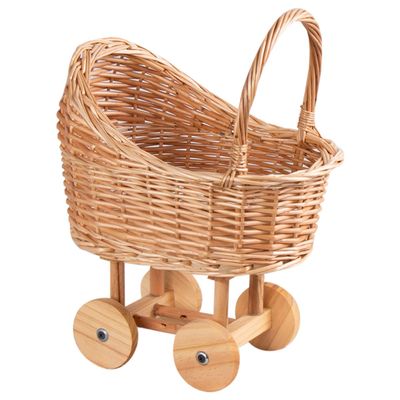 Aboiled Wicker Baby Basket Trolley - Versatile Storage & Photography Prop One-Year-Olds, Moon Flower Design
