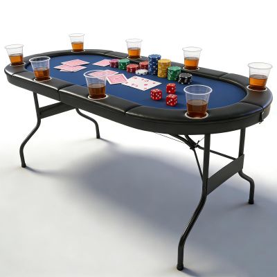 Jacgood 72 Foldable Poker Table for 8 Players  Texas Holdem & Blackjack Game Table with Padded Rails, Cup Holders & Chip Tray  Portable Casino-Style Folding Card Table
