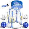 2 in 1 Pool Basketball Hoop with Backboard & Ring Toss Game,Floating Pool Toys with 4 Balls 8 Rings&Pump Summer Water Basketball Indoor Outdoor Toy Gifts Family Party for Kids Age 3-5 4-8 8-12& Adult view 1