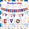 3Pcs Baseball Garland Banner - NO DIY Glitter Concessions Banner Ball Triangle Bunting Pennant Flag Sports Themed Game Day Decorations, Party Favors Home Run Birthday Party Supplies view 2